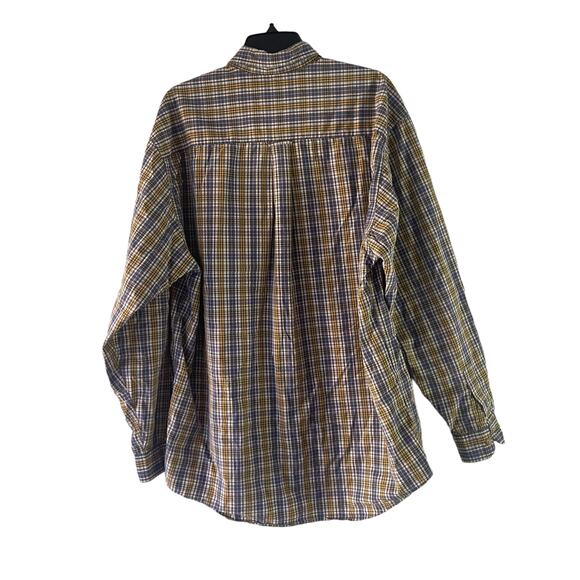 Eddie Bauer Men's Size Large Plaid Blue Yellow Long Sleeve Button Up - Picture 5 of 7